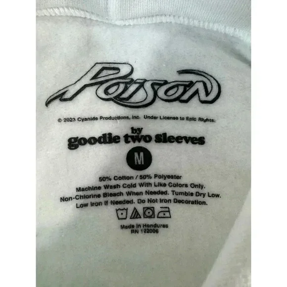 Poison Band Adult Sweatshirt Hoodie Men's M Graphic White Retro Band Merch Rock - Picture 3 of 8